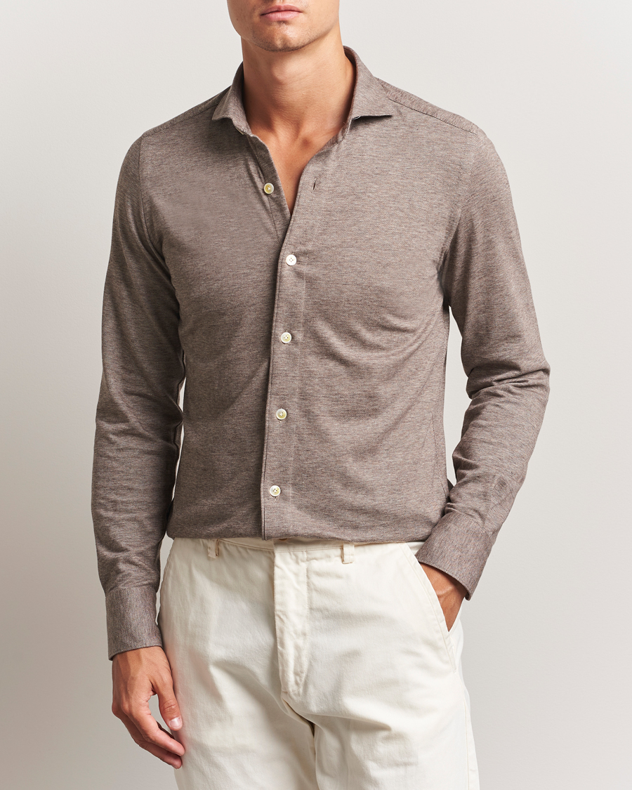 Heren | Overhemden | Finamore Napoli | Cotton/Cashmere Jersey Polo Beige