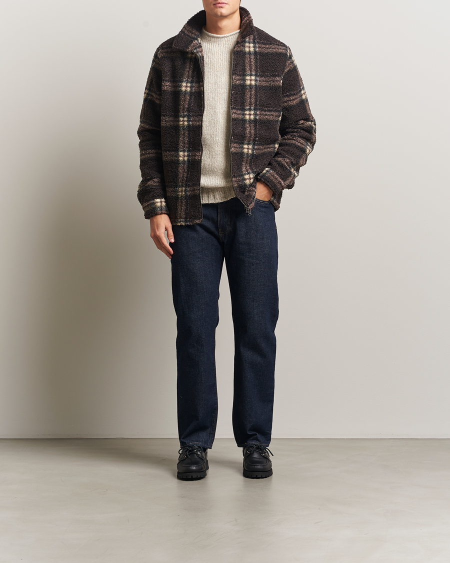 Heren | Truien | Forét | Cabin Check Zip Fleece Brown