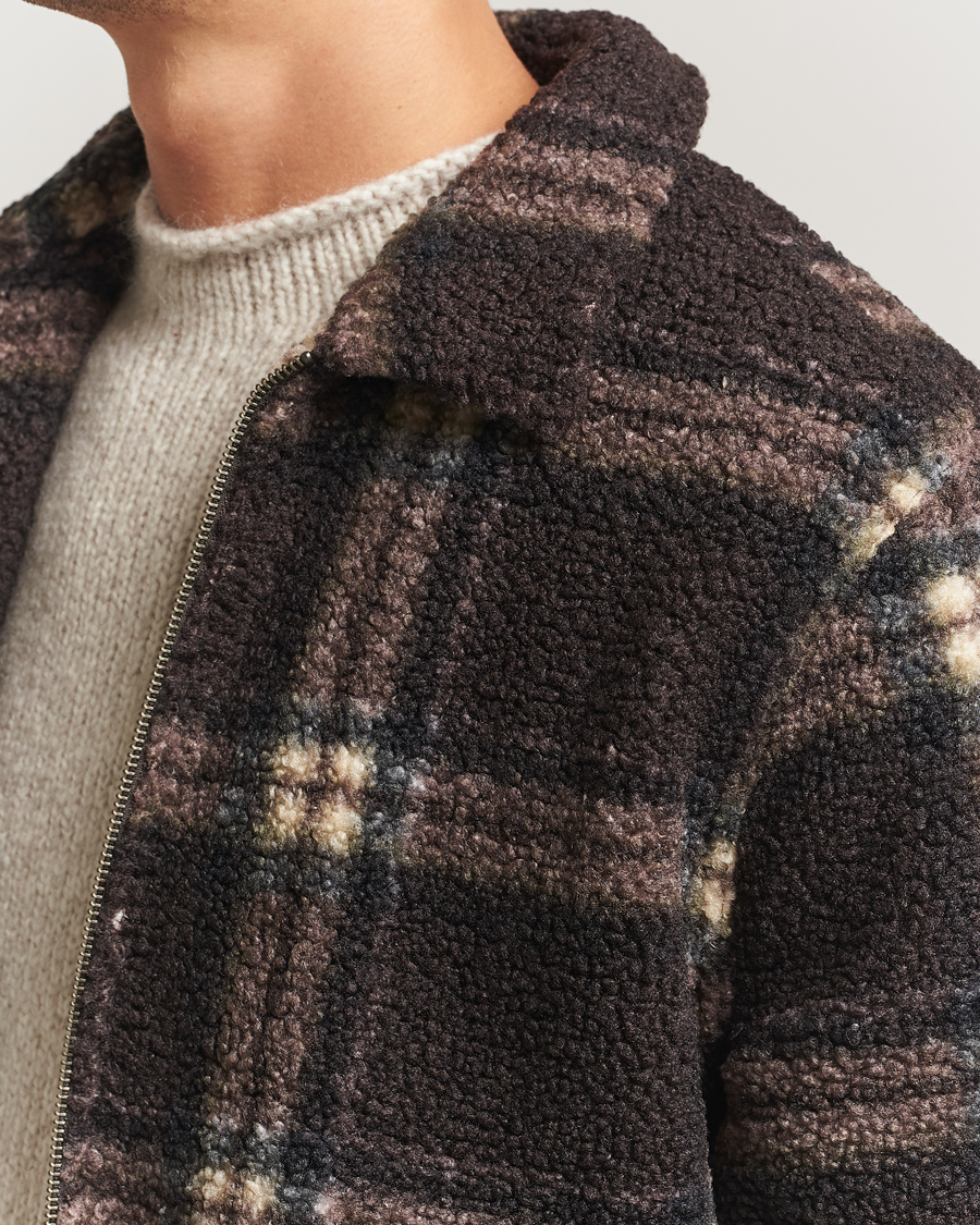 Heren | Truien | Forét | Cabin Check Zip Fleece Brown