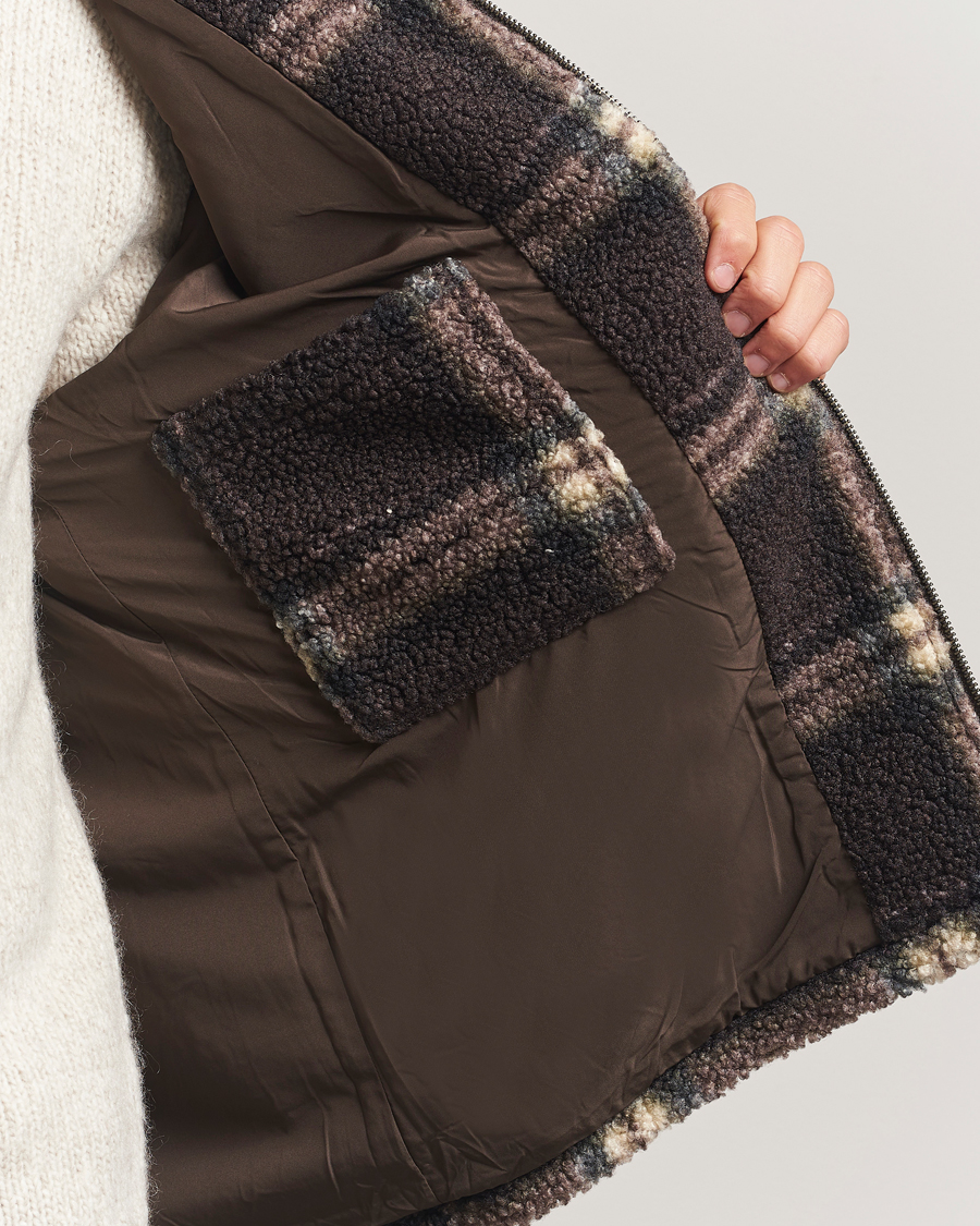 Heren | Truien | Forét | Cabin Check Zip Fleece Brown
