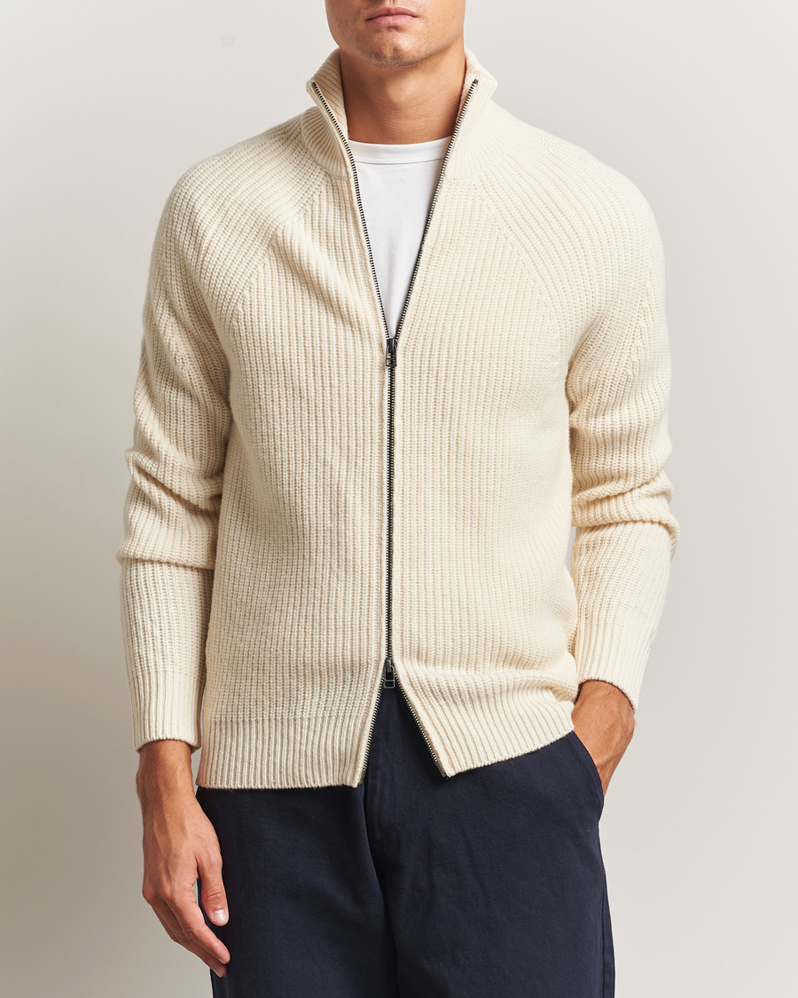 Heren | Truien | Forét | Delta Wool Zip Knit Cloud