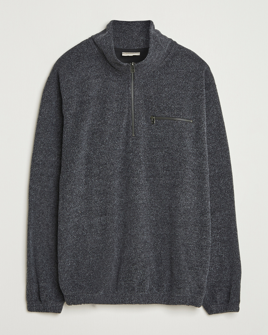 Heren | Truien | Forét | Elm Half Zip Sweatshirt Dark Grey Melange