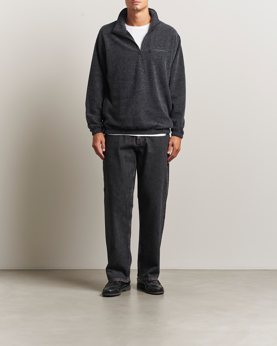 Heren | Truien | Forét | Elm Half Zip Sweatshirt Dark Grey Melange