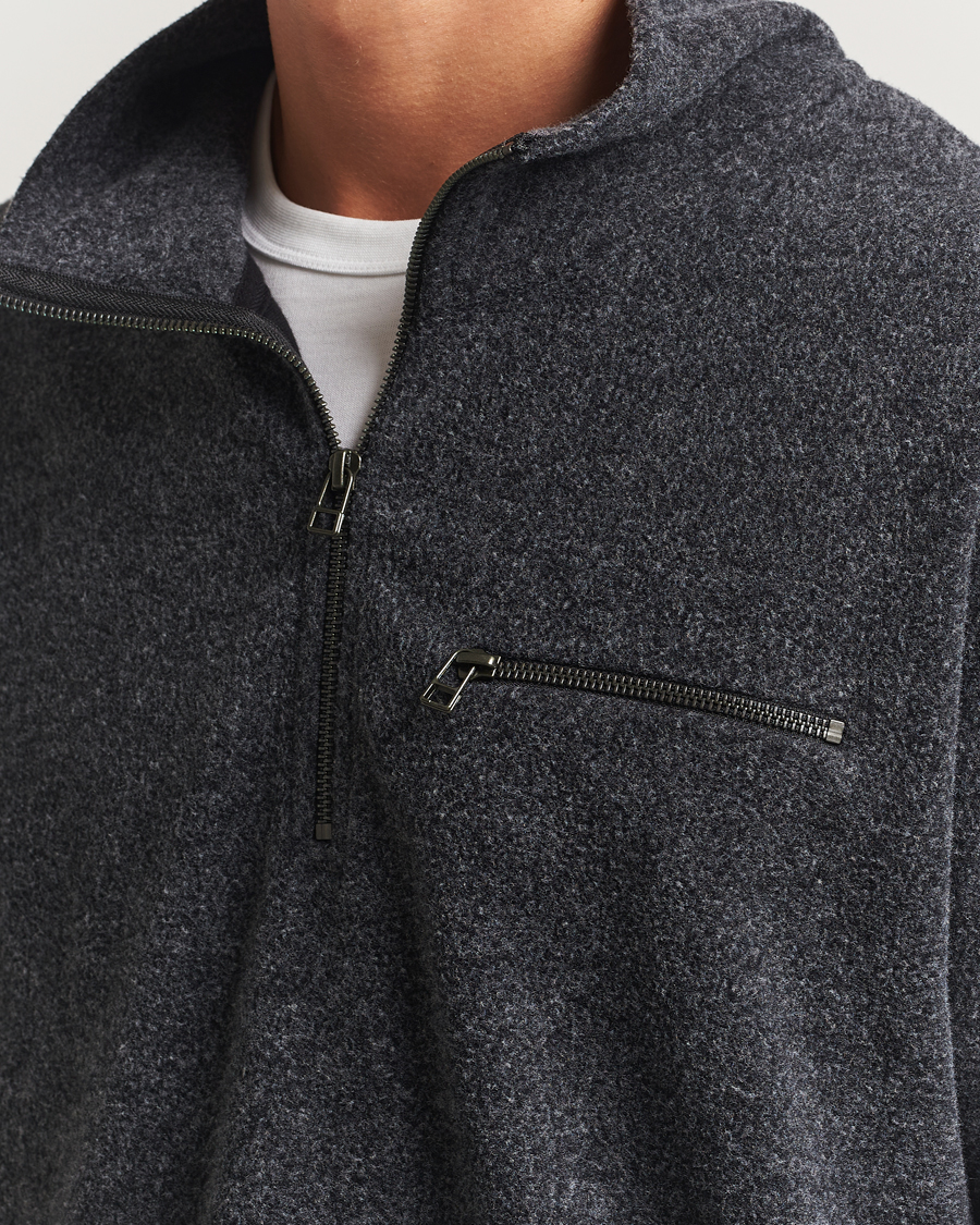 Heren | Truien | Forét | Elm Half Zip Sweatshirt Dark Grey Melange