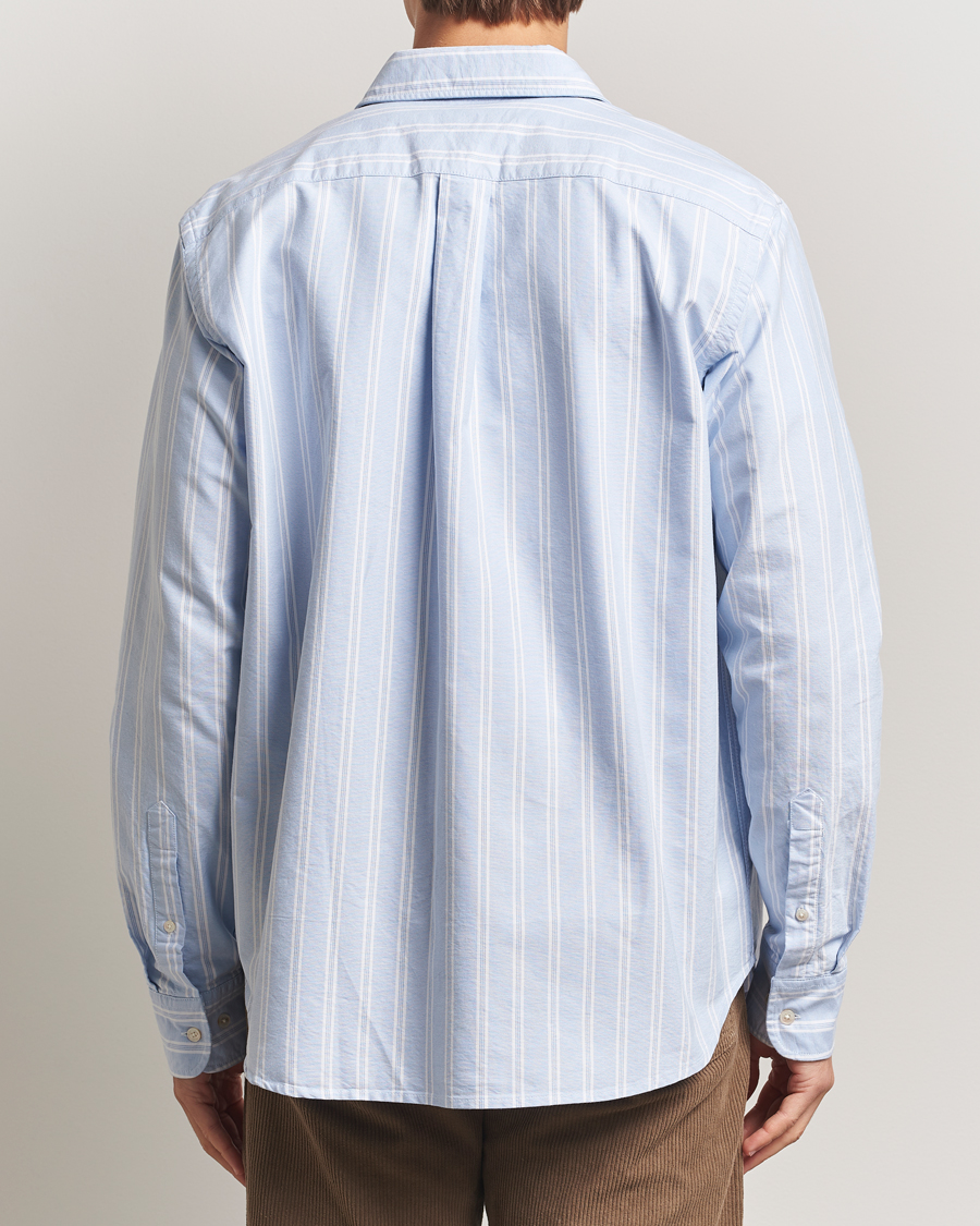 Heren | Overhemden | Forét | Juno Embroidered Oxford Shirt Light Blue Stripe