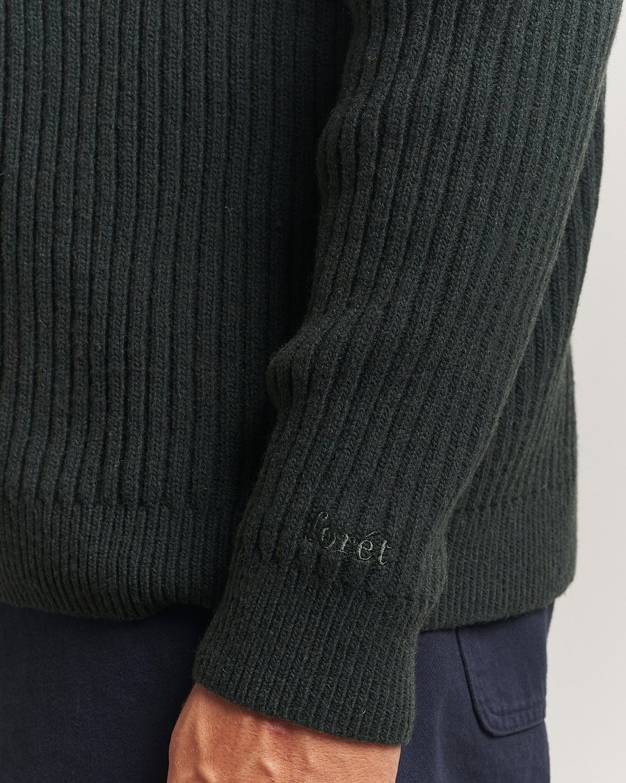 Heren | Truien | Forét | Sow Rib Polo Knit Dark Green