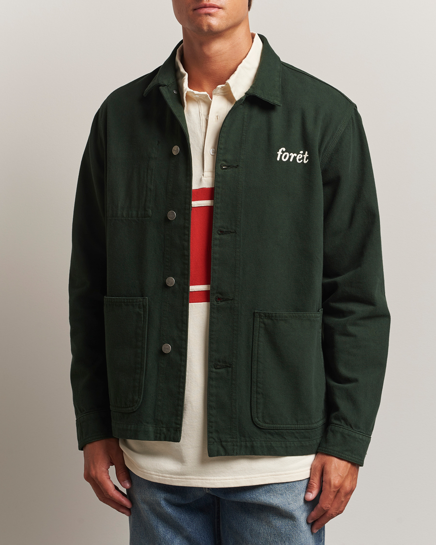 Heren | Overhemden | Forét | Wood Twill Overshirt Dark Green