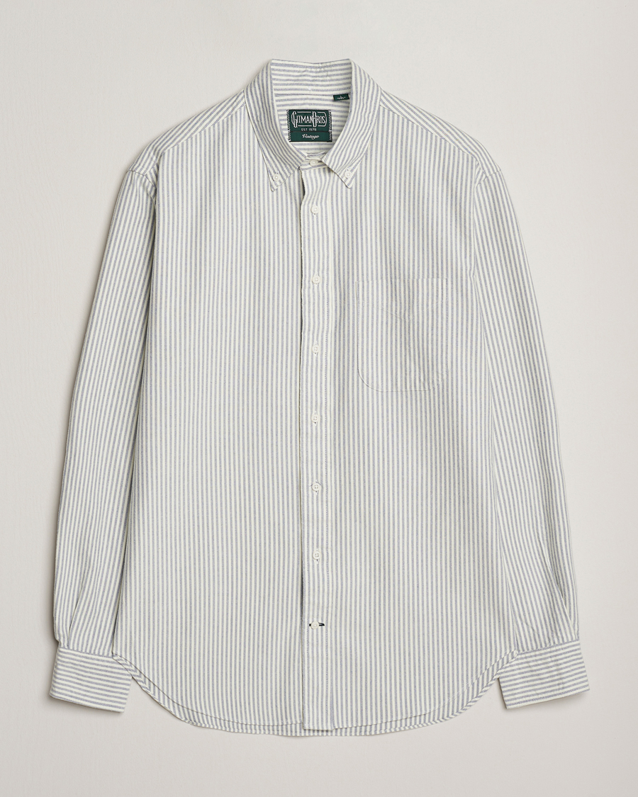 Heren | Overhemden | Gitman Vintage | Brushed Oxford Button Down Shirt Blue Stripe