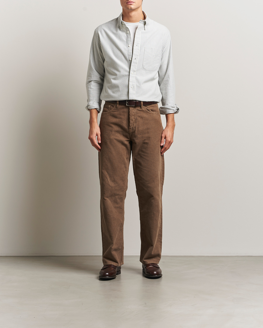 Heren | Overhemden | Gitman Vintage | Brushed Oxford Button Down Shirt Blue Stripe