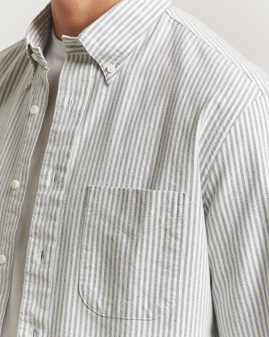 Heren | Overhemden | Gitman Vintage | Brushed Oxford Button Down Shirt Blue Stripe
