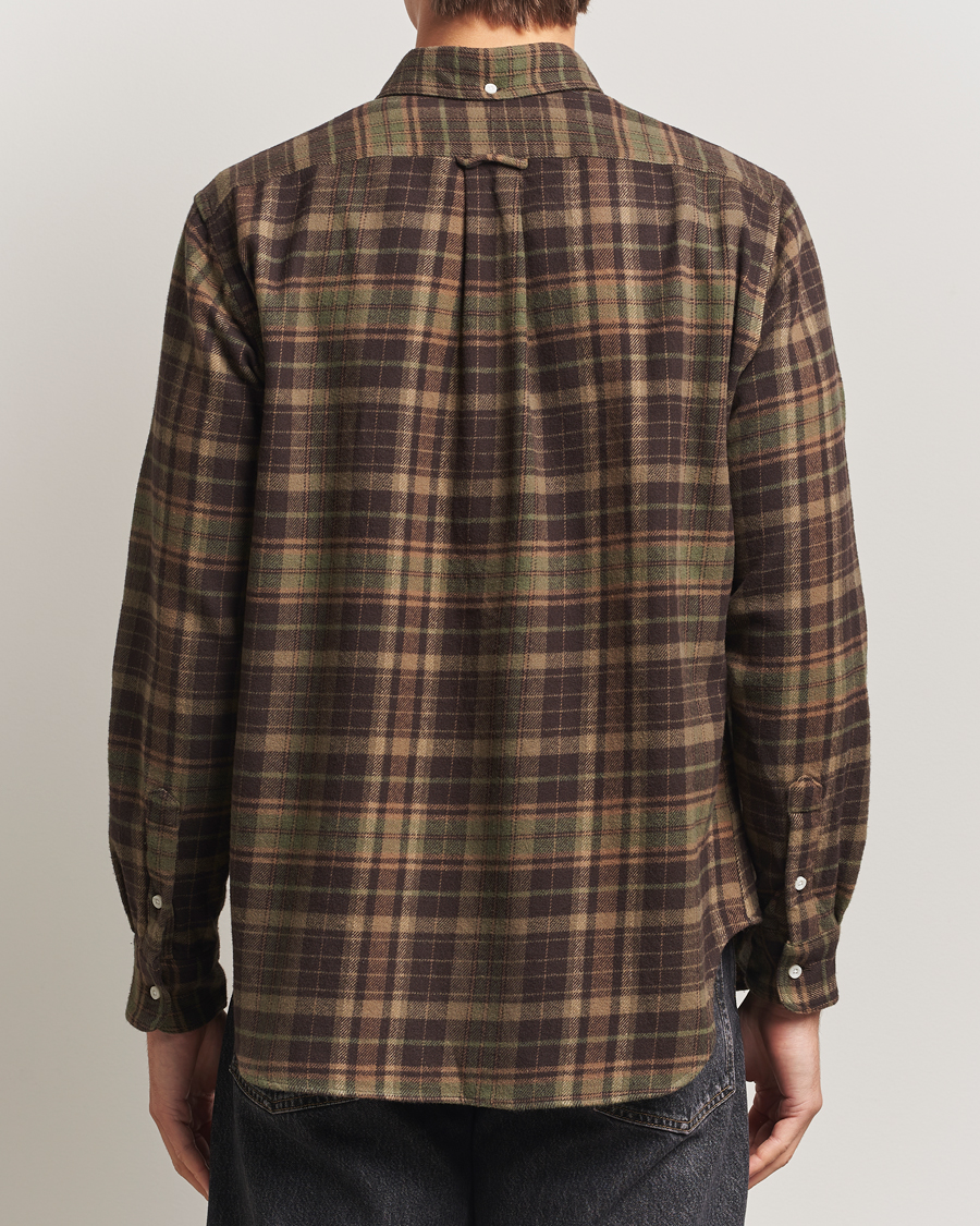 Heren | Overhemden | Gitman Vintage | Brushed Winter Madras Button Down Shirt Brown/Olive