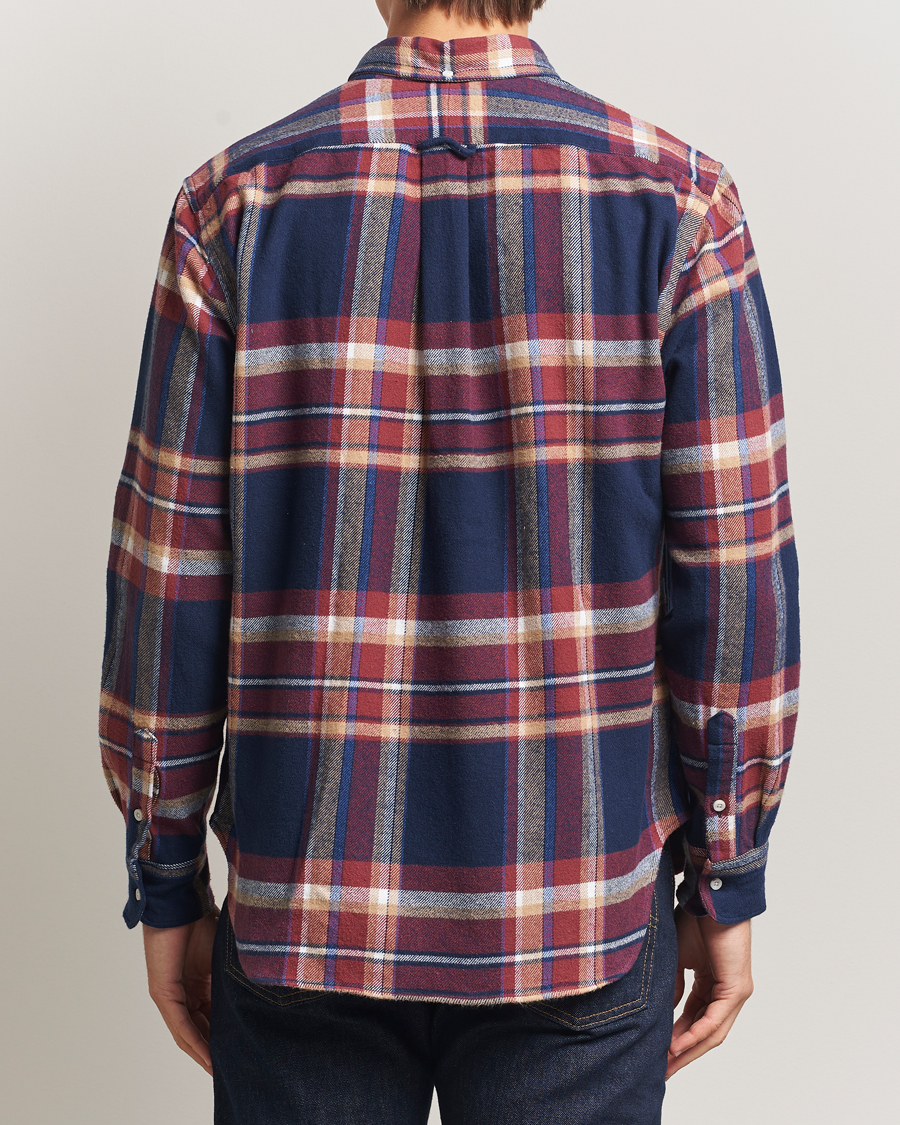 Heren | Overhemden | Gitman Vintage | Brushed Winter Madras Button Down Shirt Rose/Navy