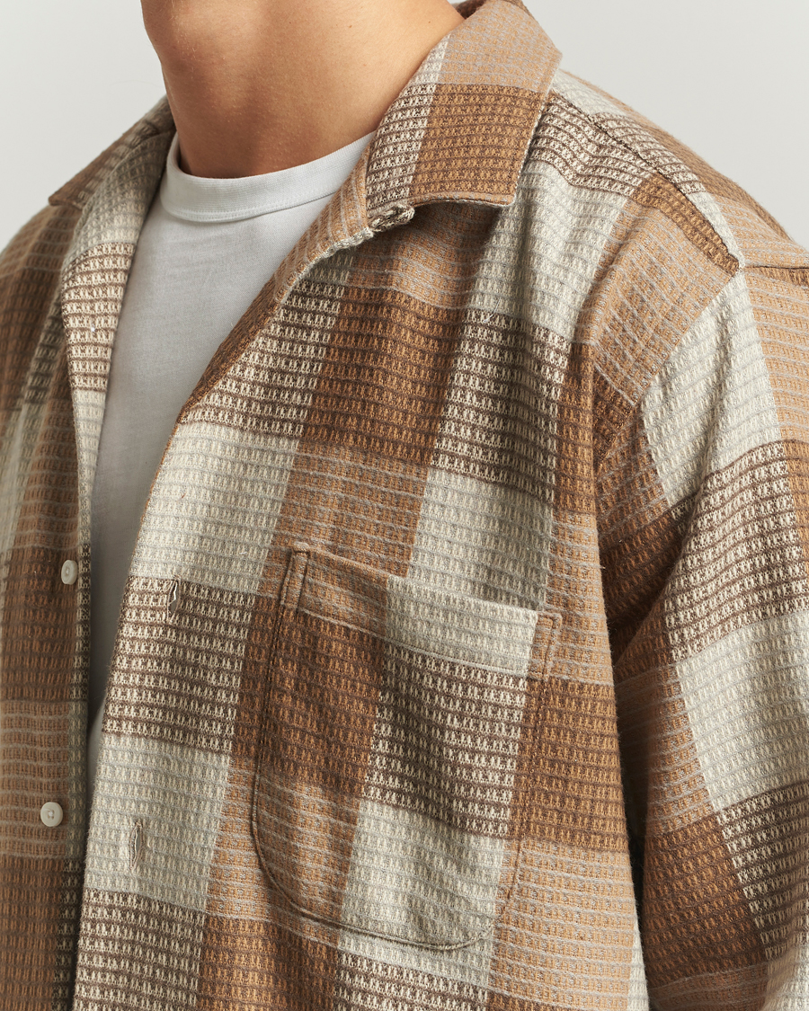 Heren | Overhemden | Gitman Vintage | Brushed Waffle Camp Shirt Brown Check