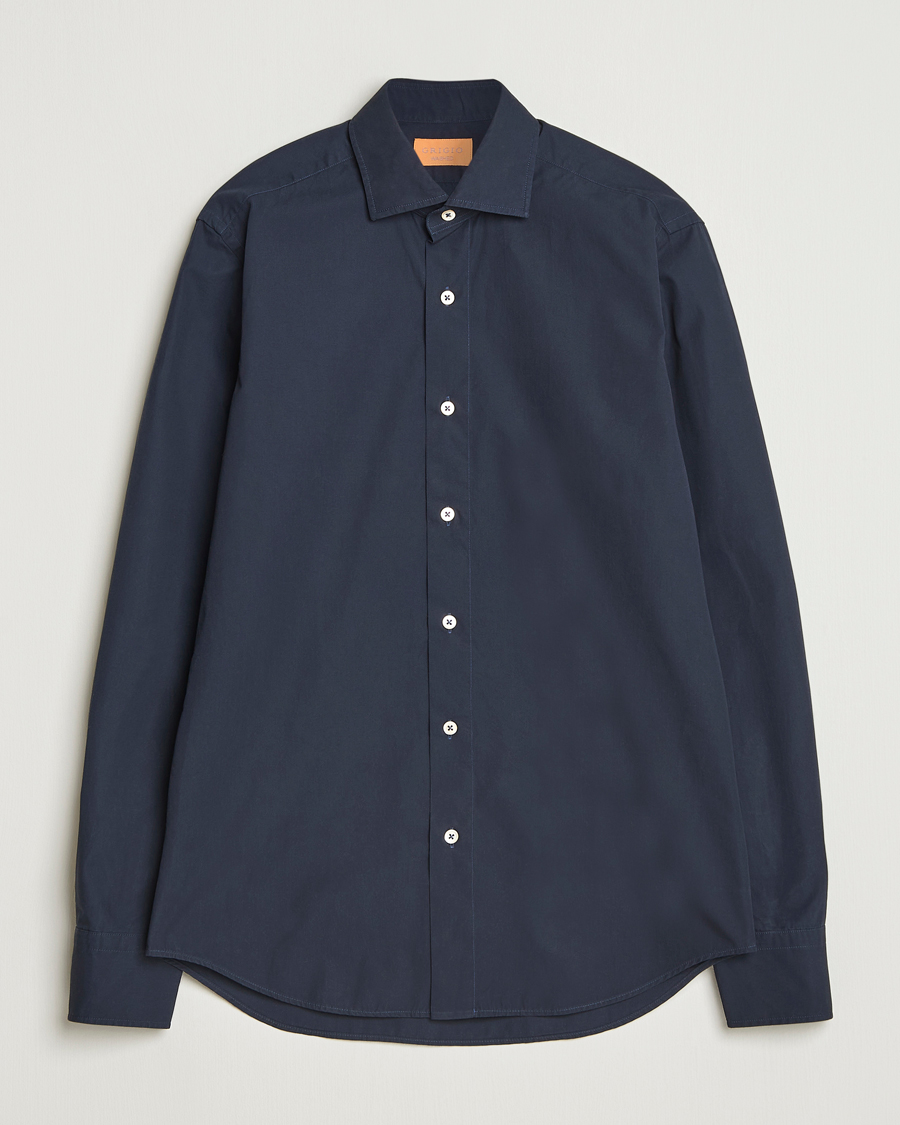 Heren | Overhemden | Grigio | Cotton Twill Shirt Navy