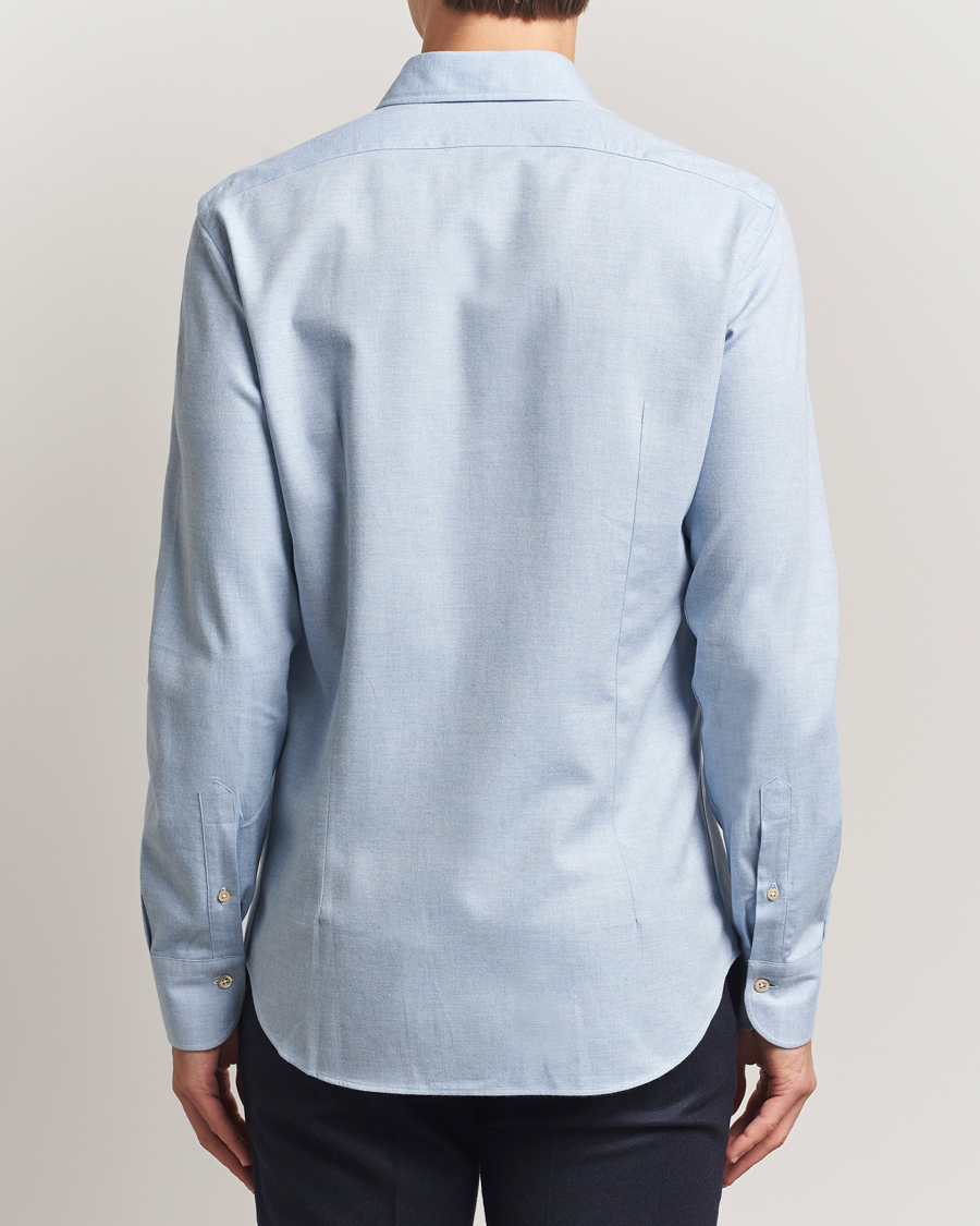 Heren | Overhemden | Grigio | Washed Flannel Shirt Light Blue