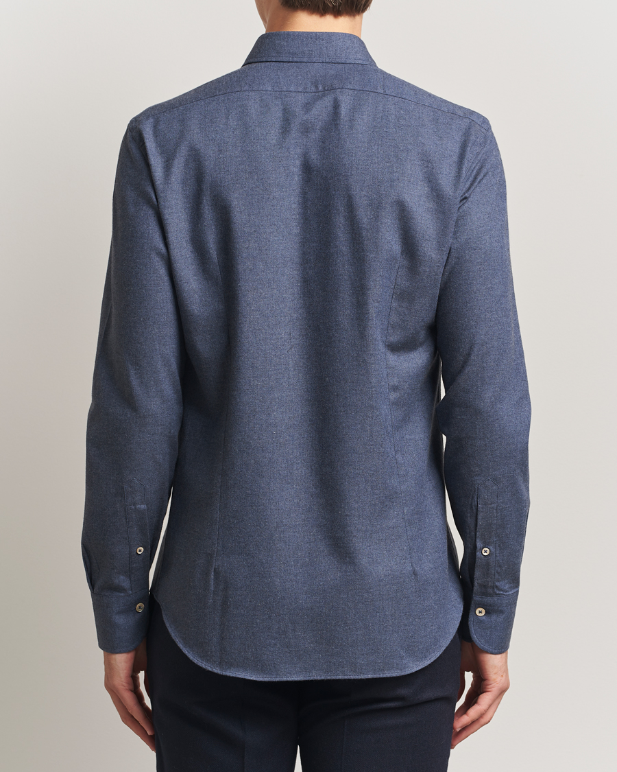 Heren | Overhemden | Grigio | Washed Flannel Shirt Dark Blue