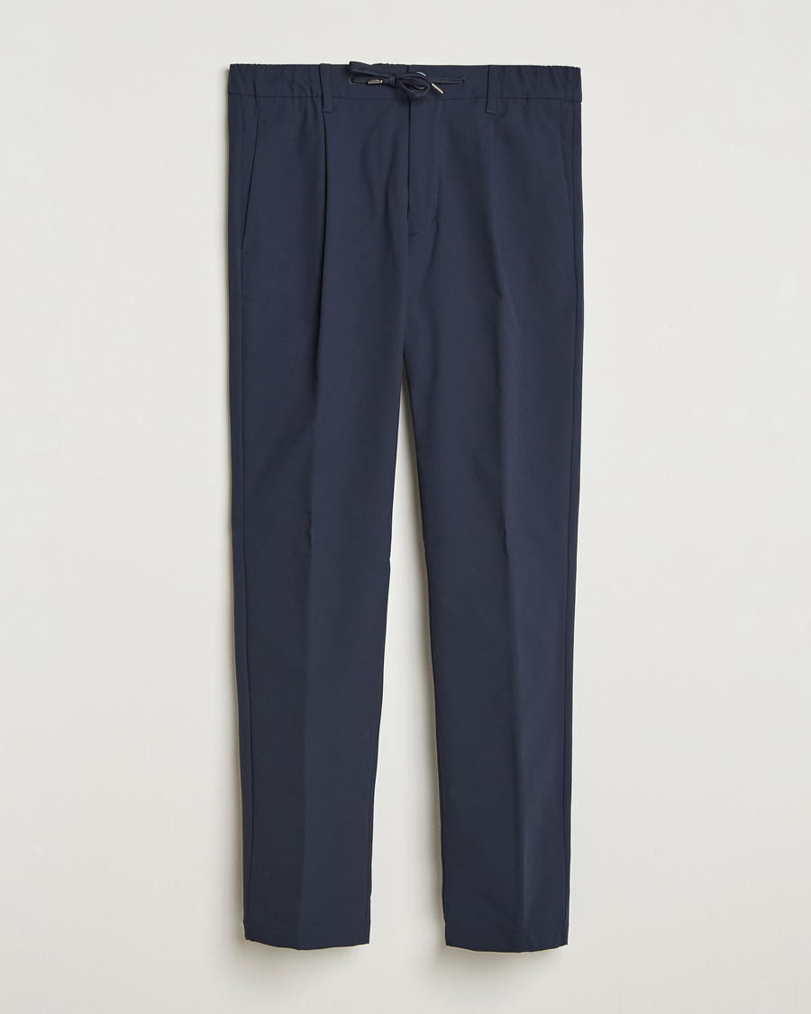 Heren | Broeken | Herno | Pleated Technical Cotton Trousers Navy