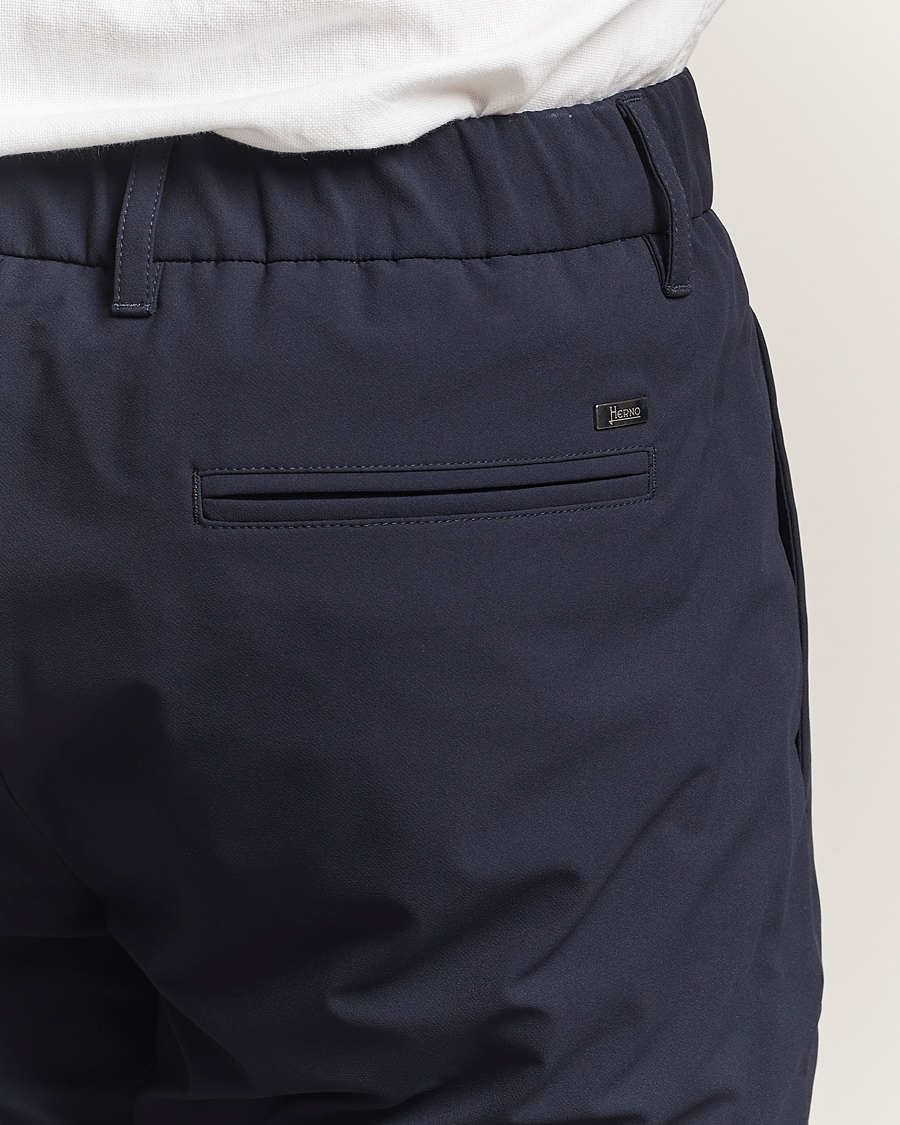 Heren | Broeken | Herno | Pleated Technical Cotton Trousers Navy