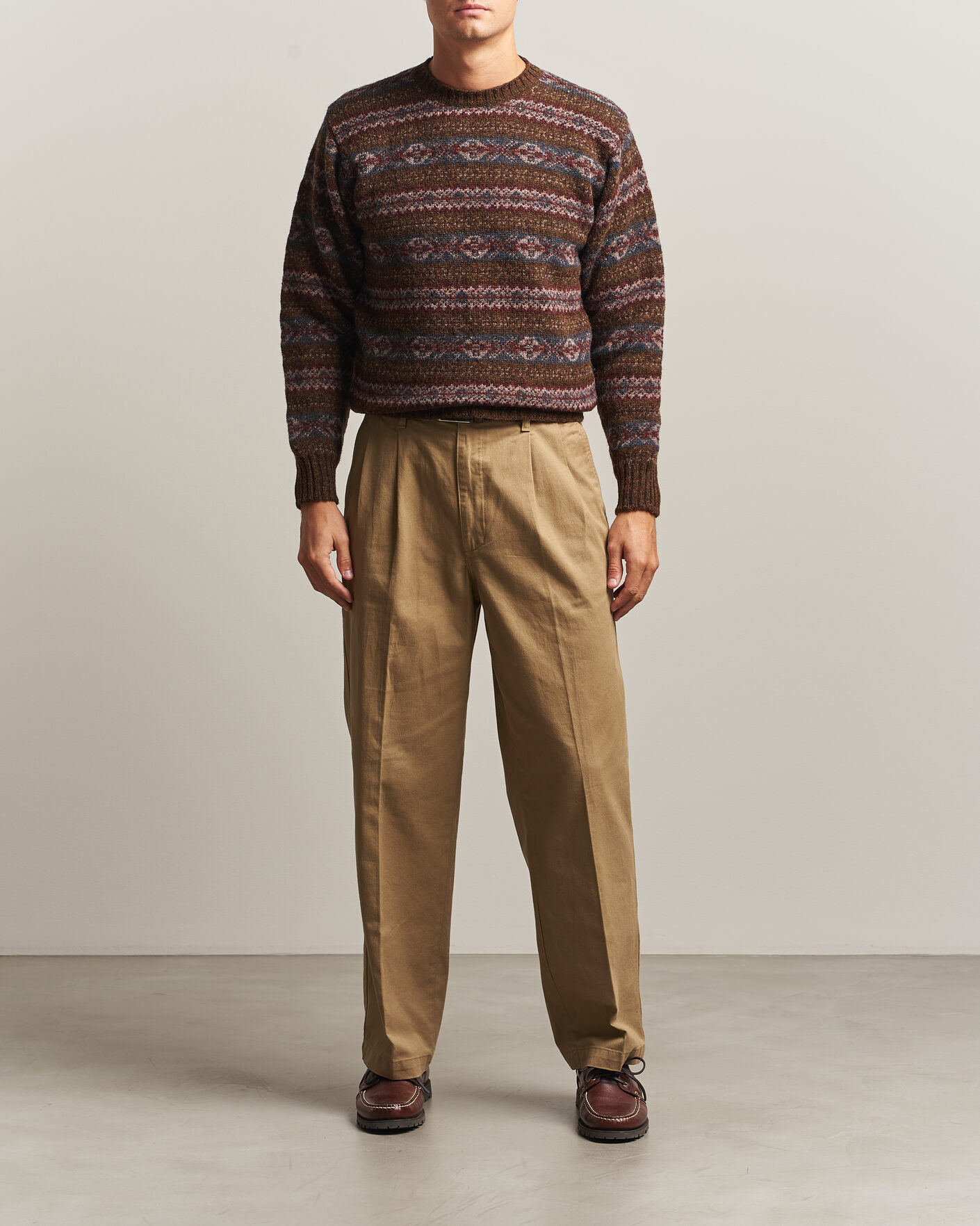 Heren | Truien | Jamieson's of Shetland | Jamiesons Of Shetland All Over Fair Isle Pullover Crew Neck Moss Green