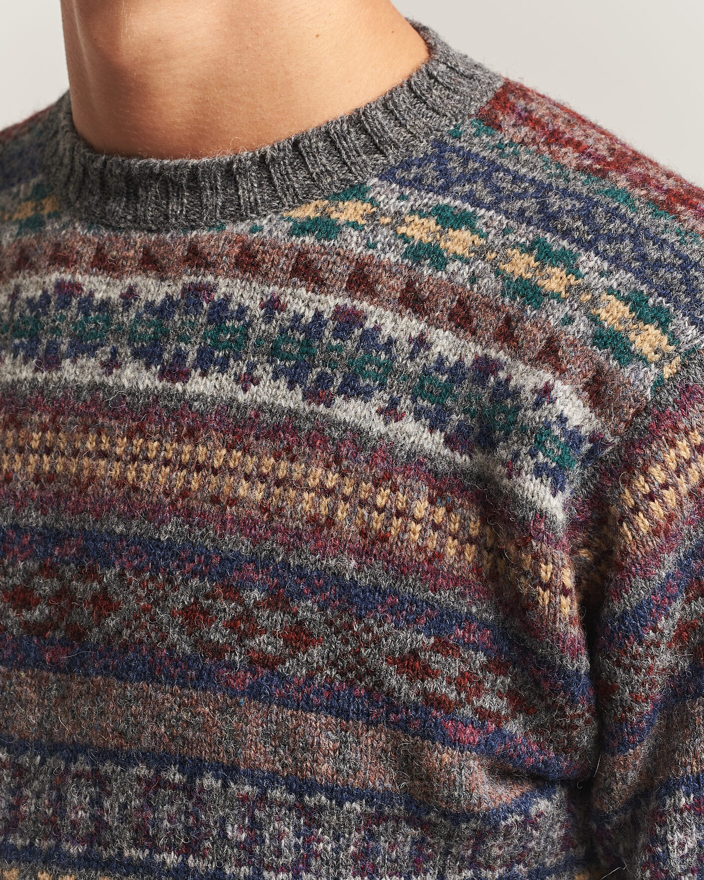 Heren | Truien | Jamieson's of Shetland | Jamiesons Of Shetland All Over Fair Isle Pullover Crew Neck Multi