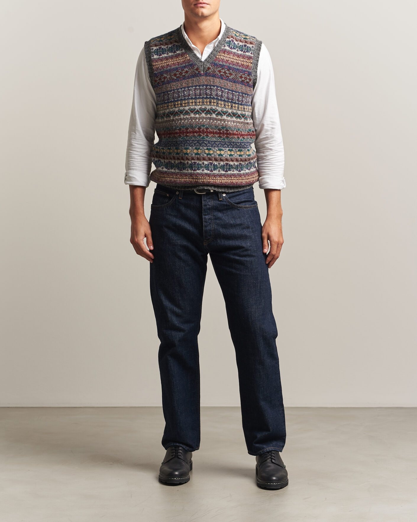 Heren | Truien | Jamieson's of Shetland | Jamiesons Of Shetland All Over Fair Isle Slipover Multi