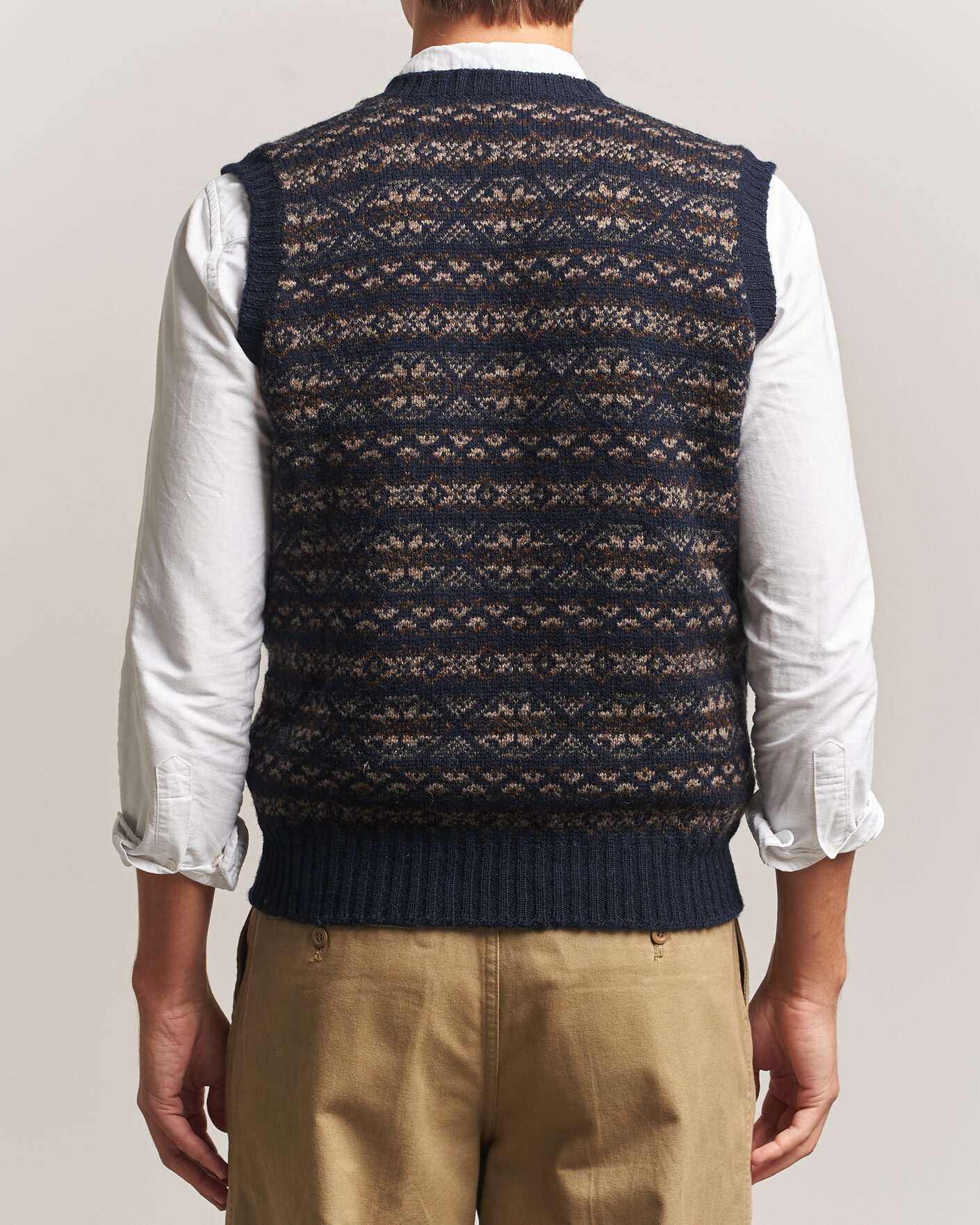 Heren | Truien | Jamieson's of Shetland | Jamiesons Of Shetland All Over Fair Isle Slipover Navy