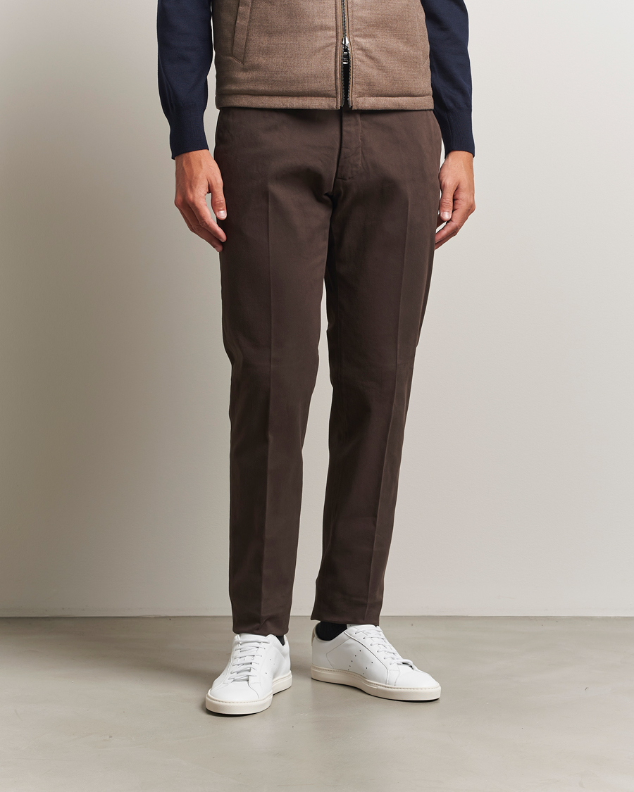 Heren | Broeken | Incotex | Slim Fit Cotton Stretch Chinos Dark Brown
