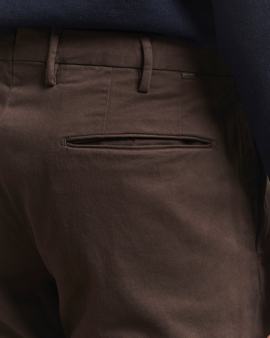Heren | Broeken | Incotex | Slim Fit Cotton Stretch Chinos Dark Brown