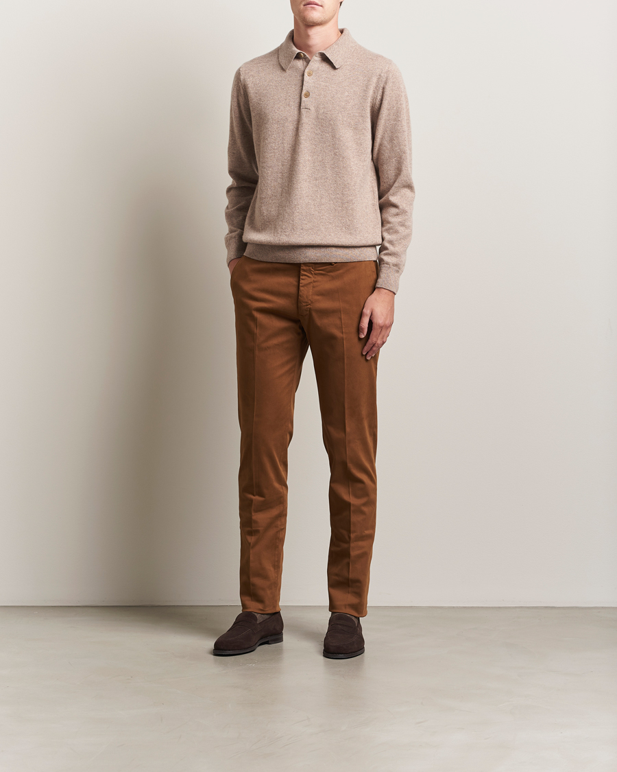 Heren | Broeken | Incotex | Slim Fit Cotton Stretch Chinos Brown