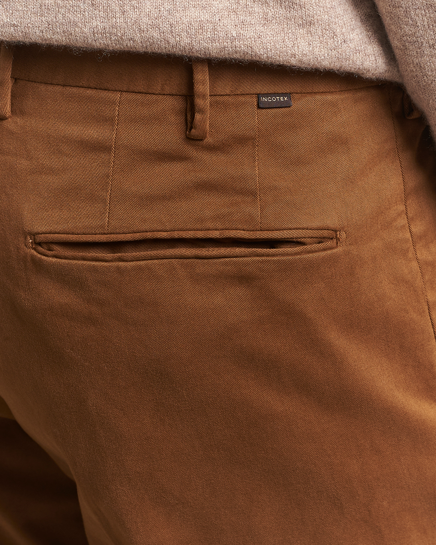 Heren | Broeken | Incotex | Slim Fit Cotton Stretch Chinos Brown