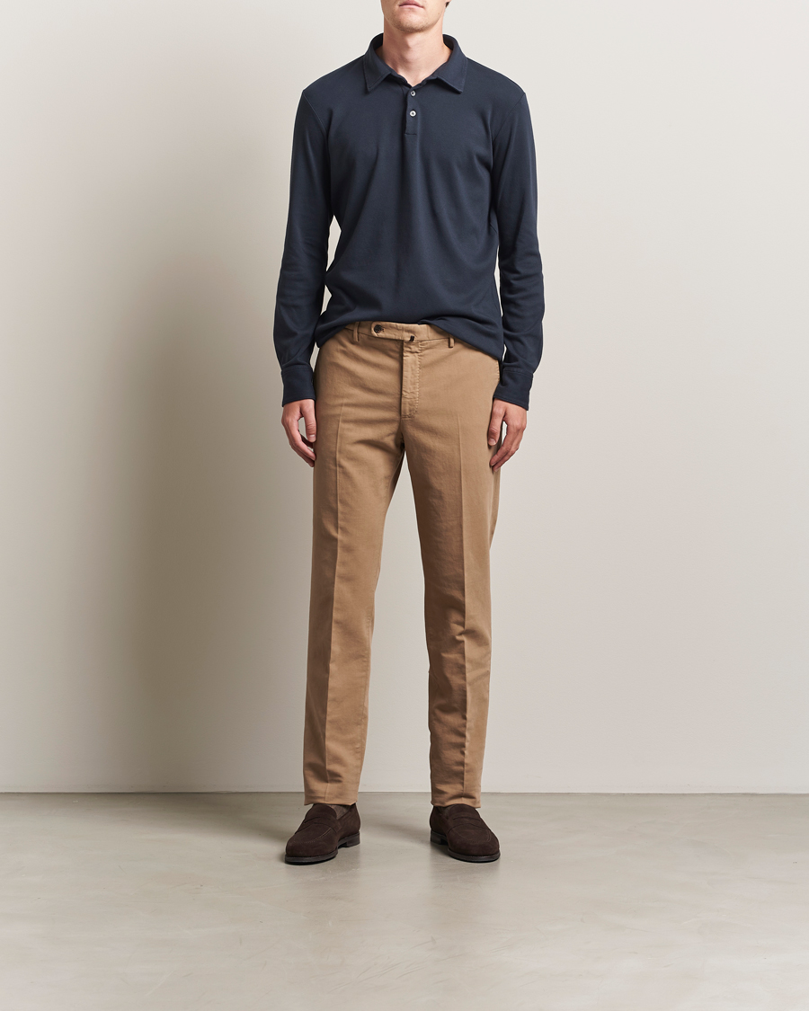 Heren | Broeken | Incotex | Regular Fit Cotton Stretch Chinos Beige