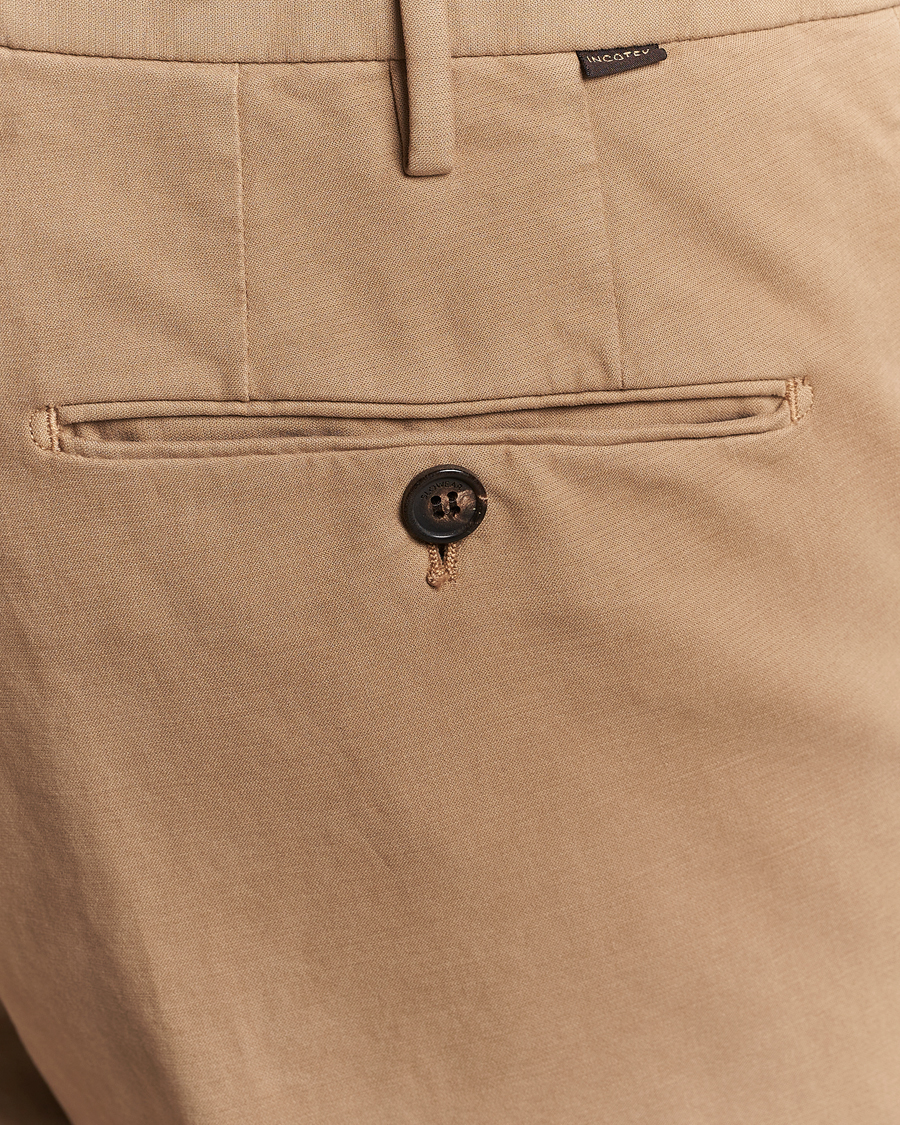 Heren | Broeken | Incotex | Regular Fit Cotton Stretch Chinos Beige