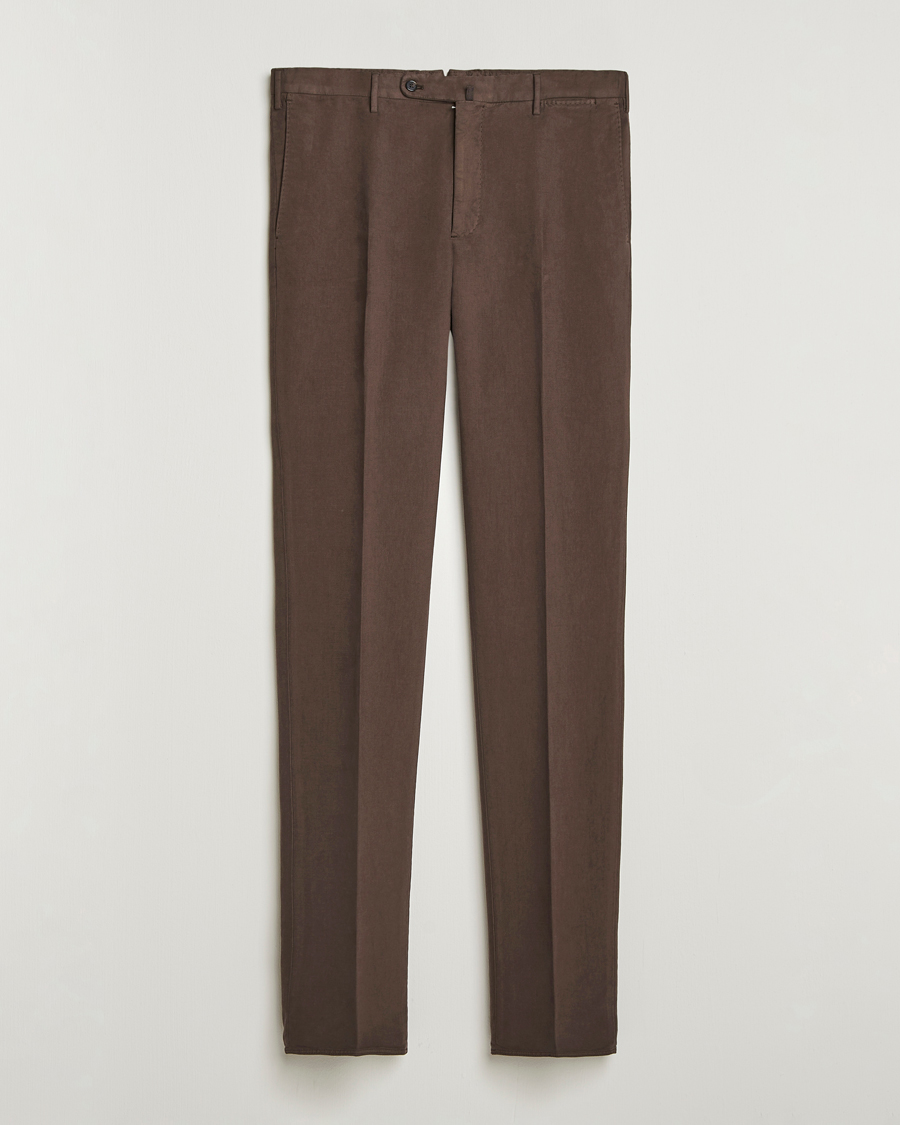Heren | Broeken | Incotex | Regular Fit Cotton Stretch Chinos Dark Brown