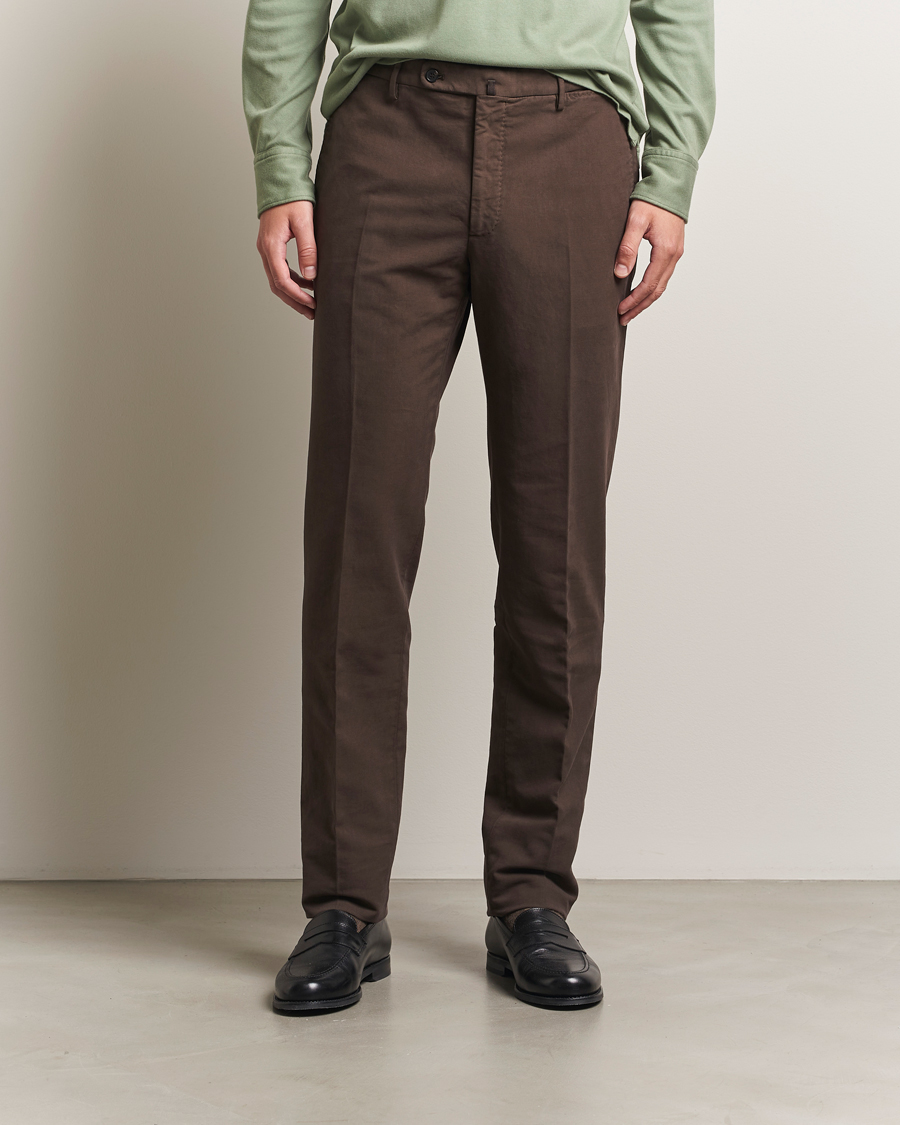 Heren | Broeken | Incotex | Regular Fit Cotton Stretch Chinos Dark Brown