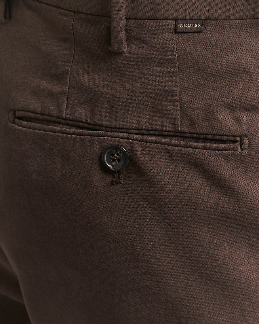 Heren | Broeken | Incotex | Regular Fit Cotton Stretch Chinos Dark Brown