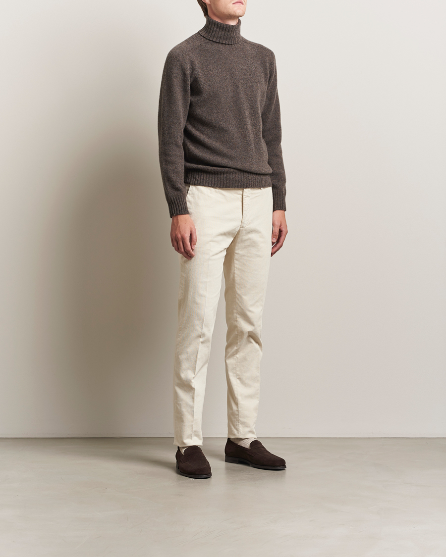 Heren | Broeken | Incotex | Slim Fit Baby Corduroy Trousers Off White