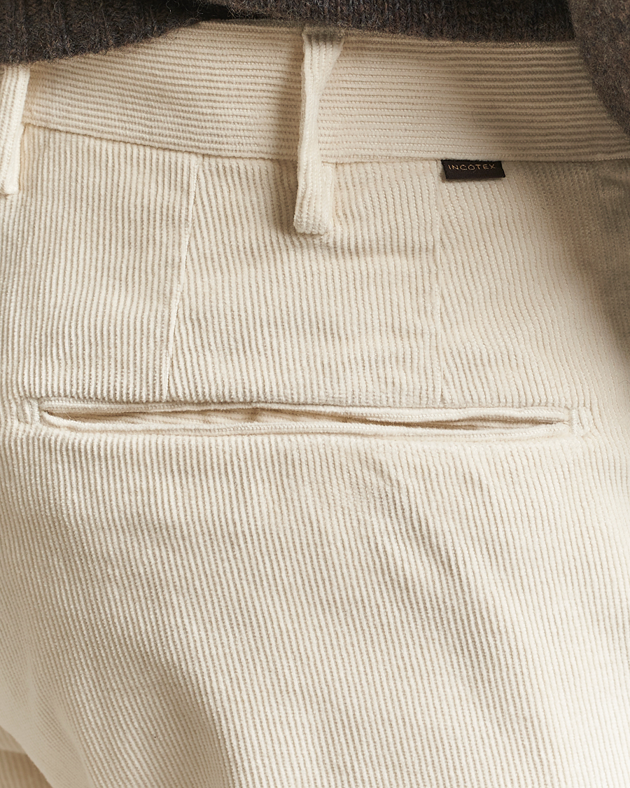 Heren | Broeken | Incotex | Slim Fit Baby Corduroy Trousers Off White