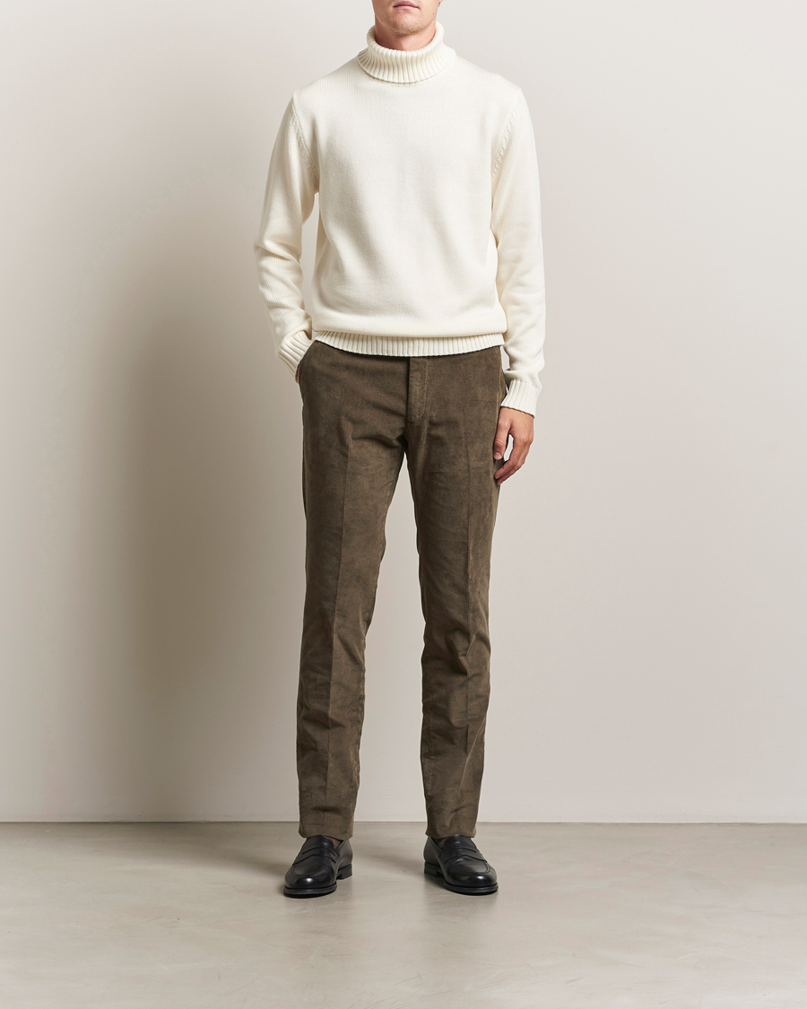Heren | Broeken | Incotex | Slim Fit Baby Corduroy Trousers Taupe
