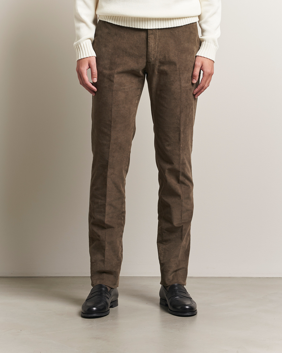 Heren | Broeken | Incotex | Slim Fit Baby Corduroy Trousers Taupe