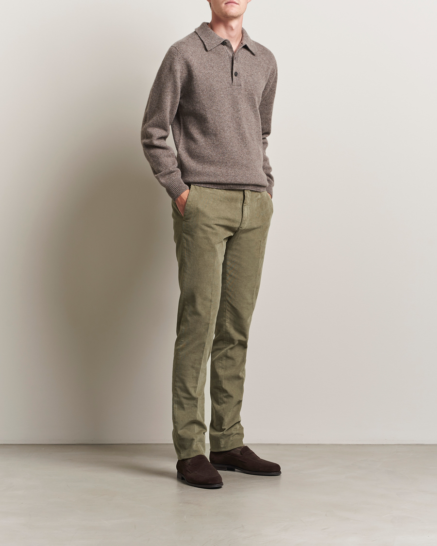 Heren | Broeken | Incotex | Slim Fit Baby Corduroy Trousers Sage