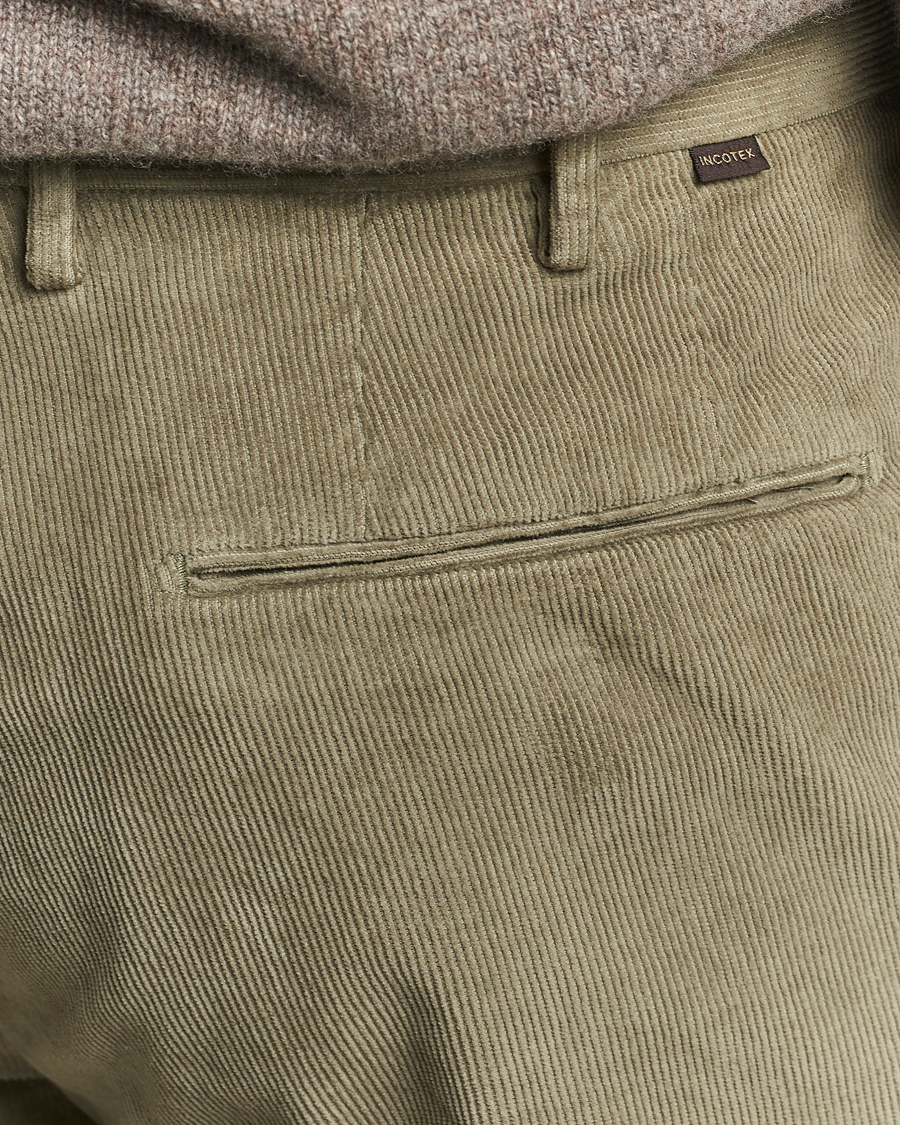 Heren | Broeken | Incotex | Slim Fit Baby Corduroy Trousers Sage
