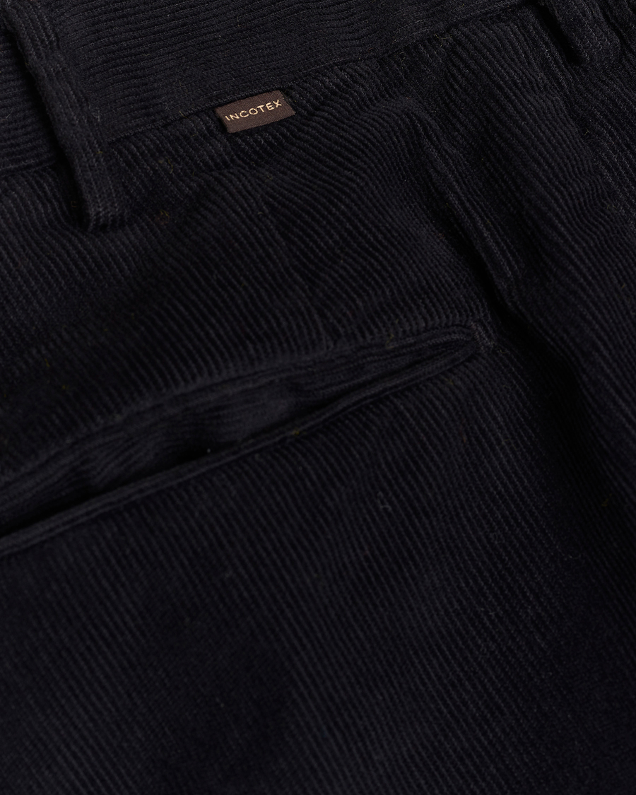 Heren | Broeken | Incotex | Slim Fit Baby Corduroy Trousers Navy