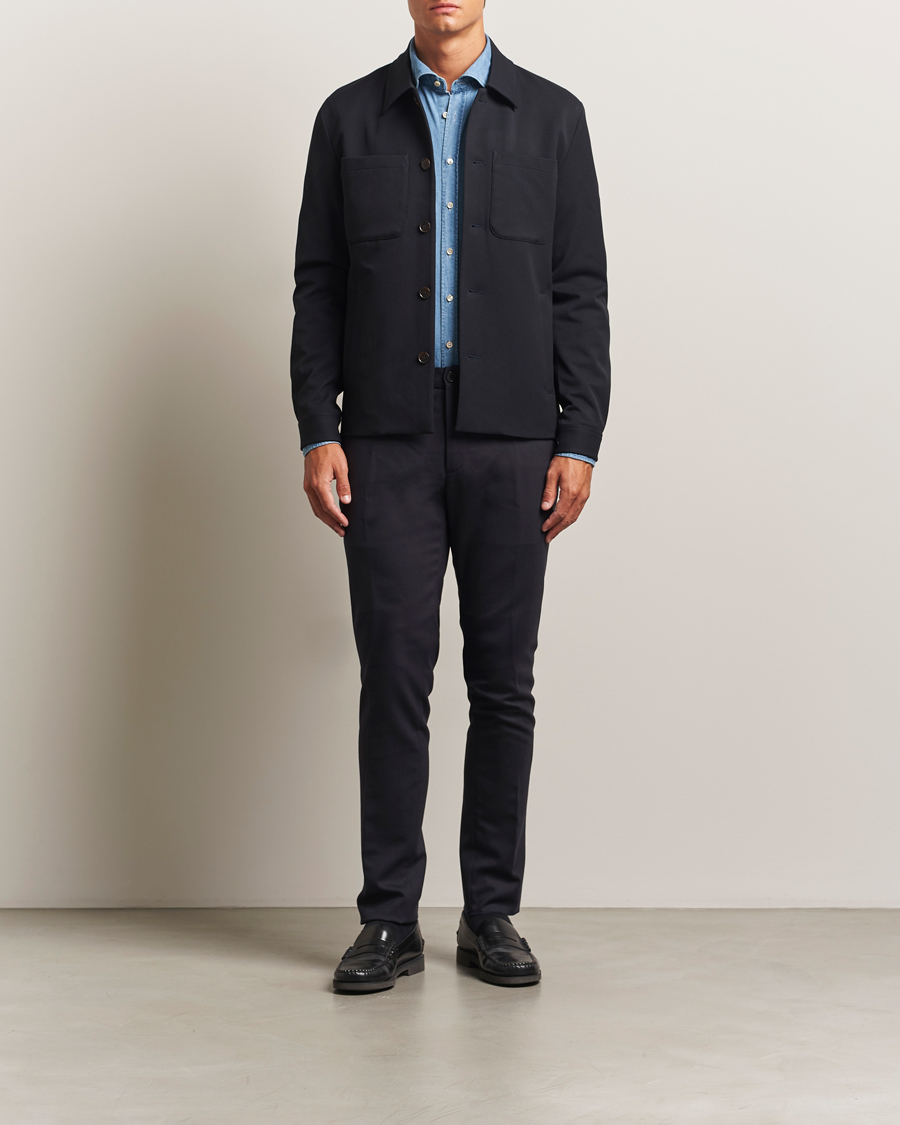 Heren | Broeken | Incotex | Slim Fit Washable Flannel Trousers Grey Melange