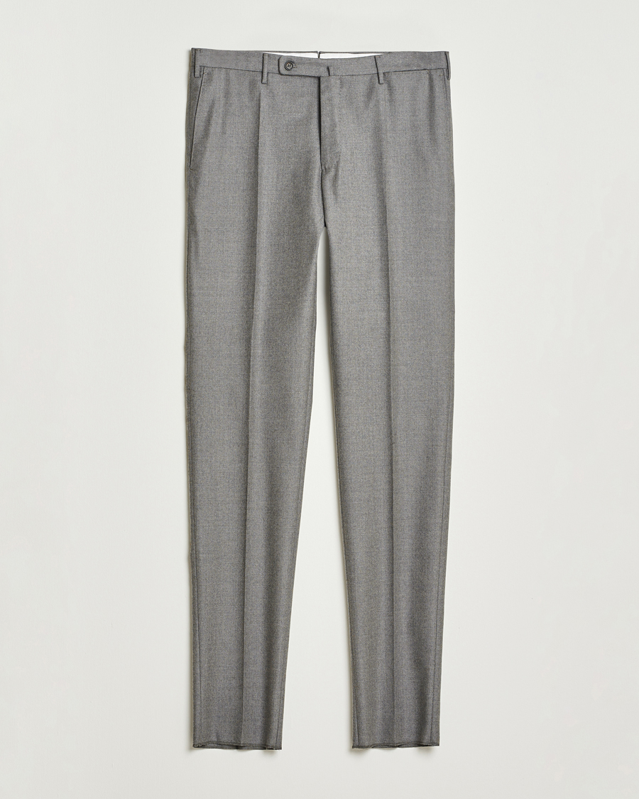 Heren | Broeken | Incotex | Regular Fit Worsted Flannel Trousers Light Grey