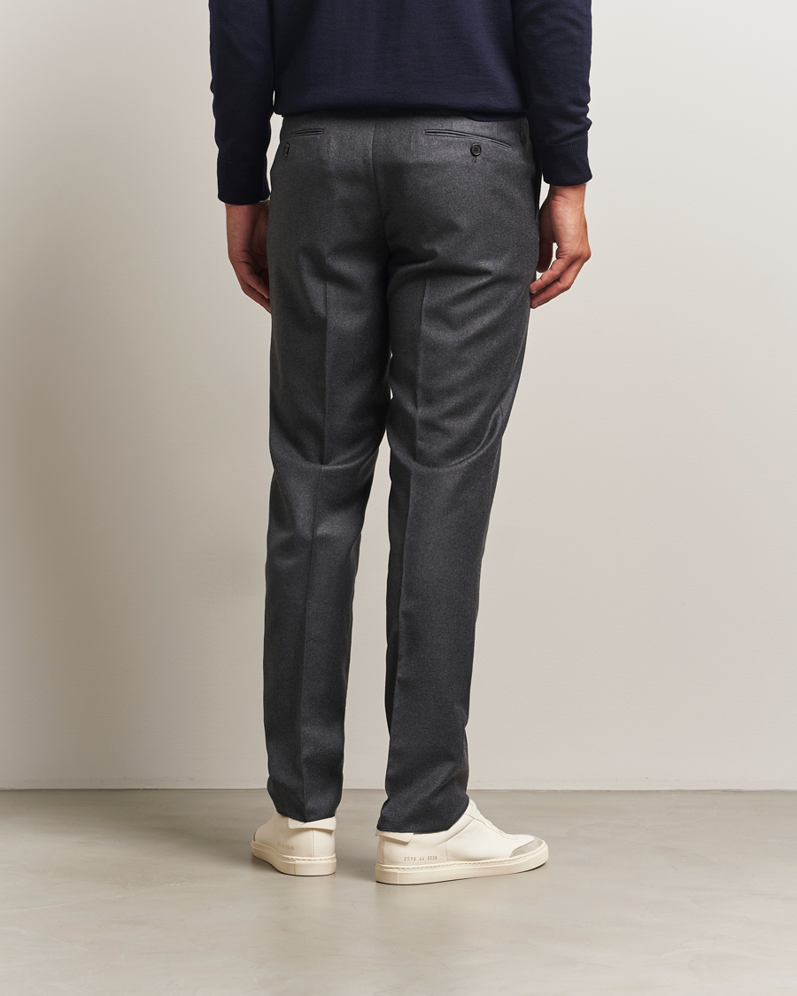 Heren | Broeken | Incotex | Regular Fit Worsted Flannel Trousers Grey Melange