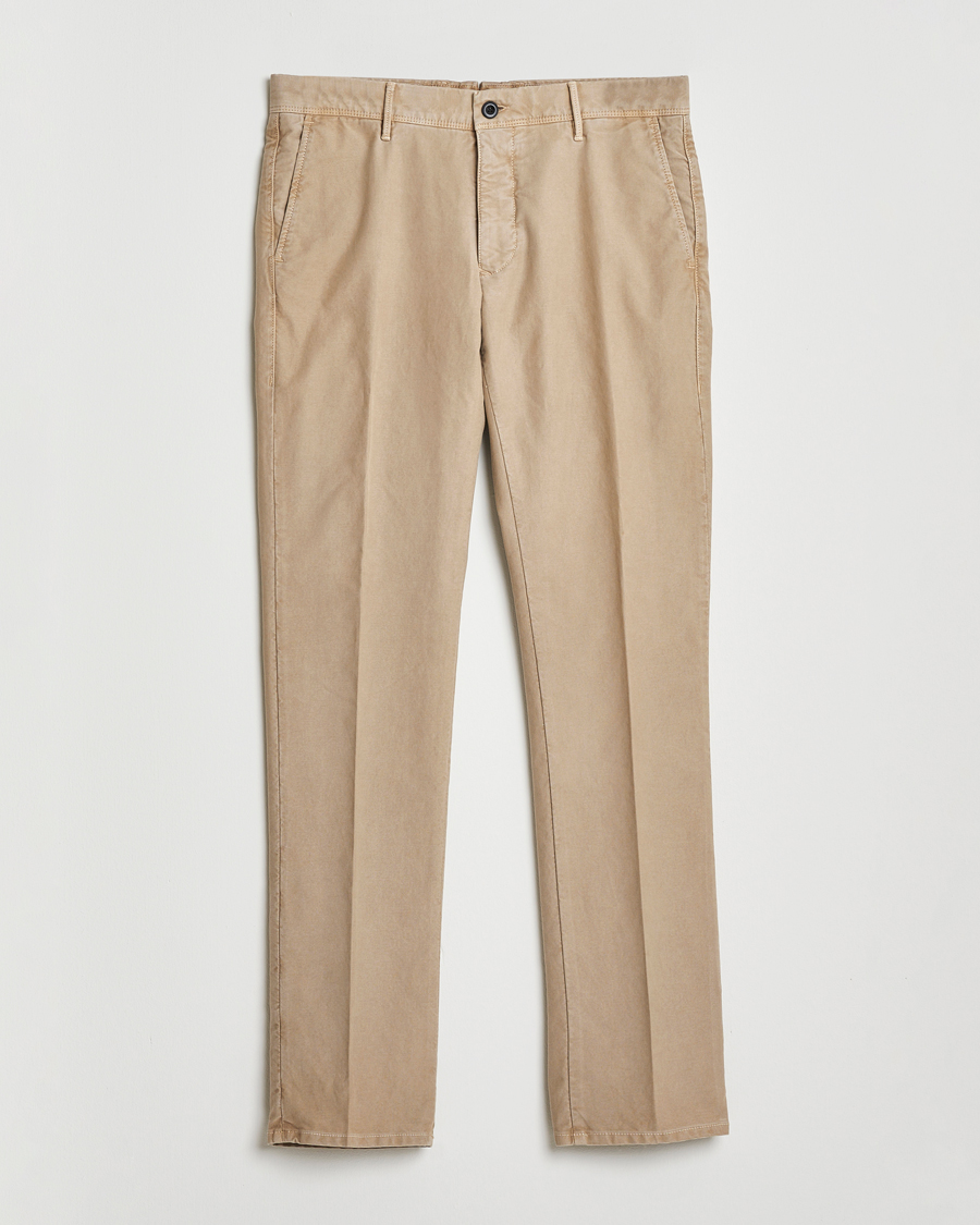 Heren | Broeken | Incotex | Slim Fit Garment Dyed Slacks Beige