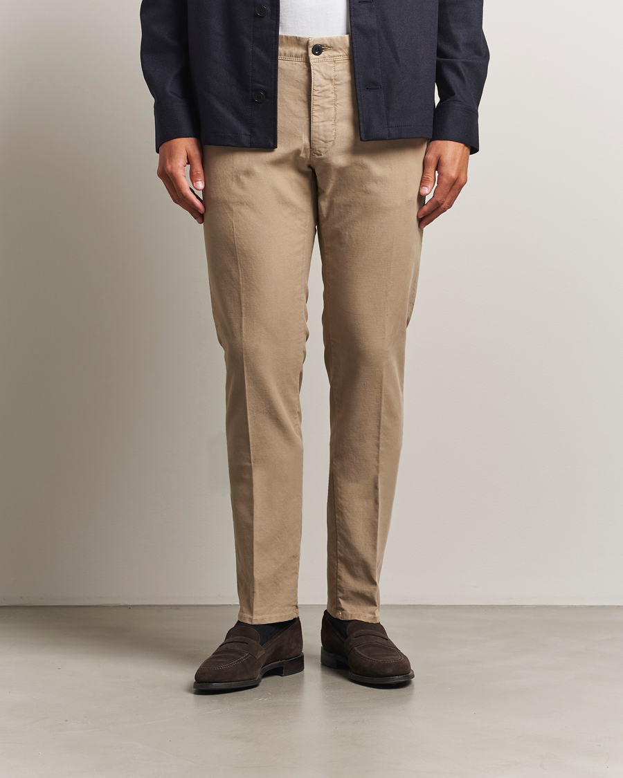 Heren | Broeken | Incotex | Slim Fit Garment Dyed Slacks Beige
