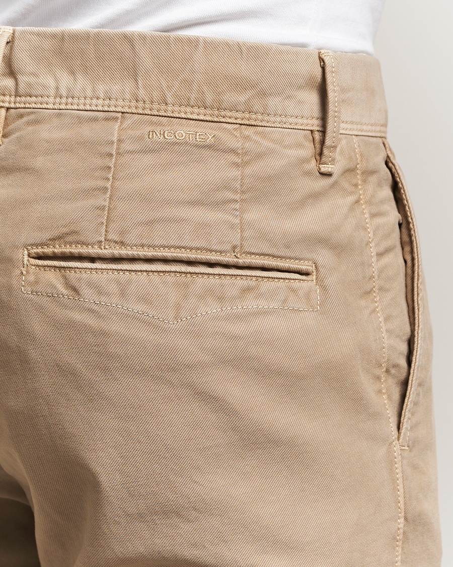 Heren | Broeken | Incotex | Slim Fit Garment Dyed Slacks Beige