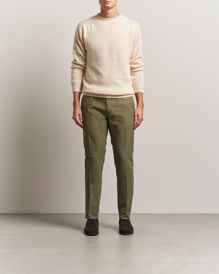 Heren | Broeken | Incotex | Slim Fit Garment Dyed Slacks Green