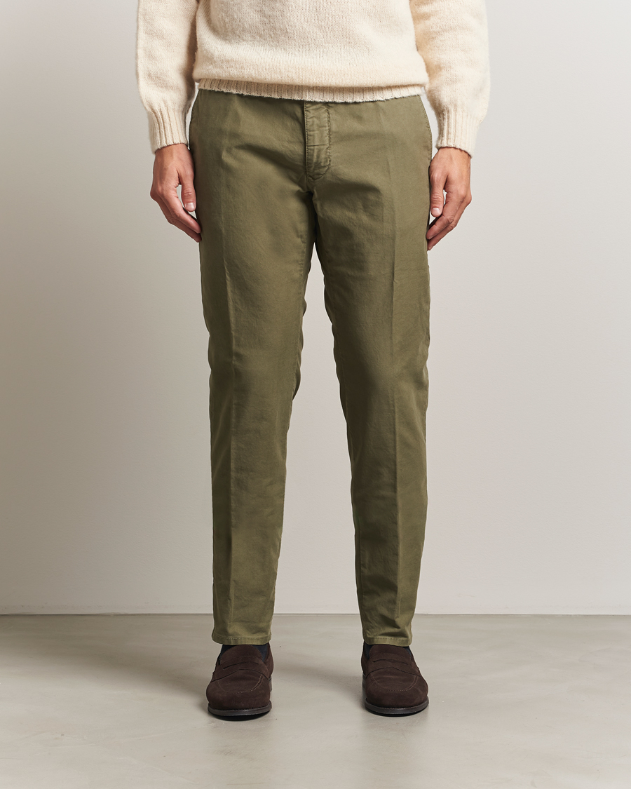 Heren | Broeken | Incotex | Slim Fit Garment Dyed Slacks Green